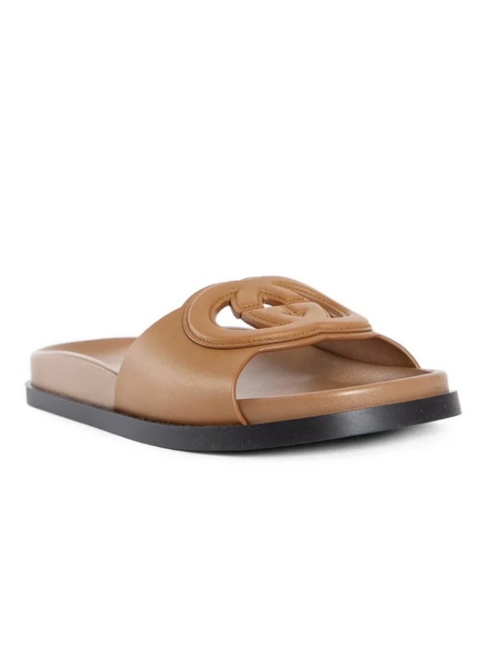 GUCCI GG logo cutout leather slides sandals